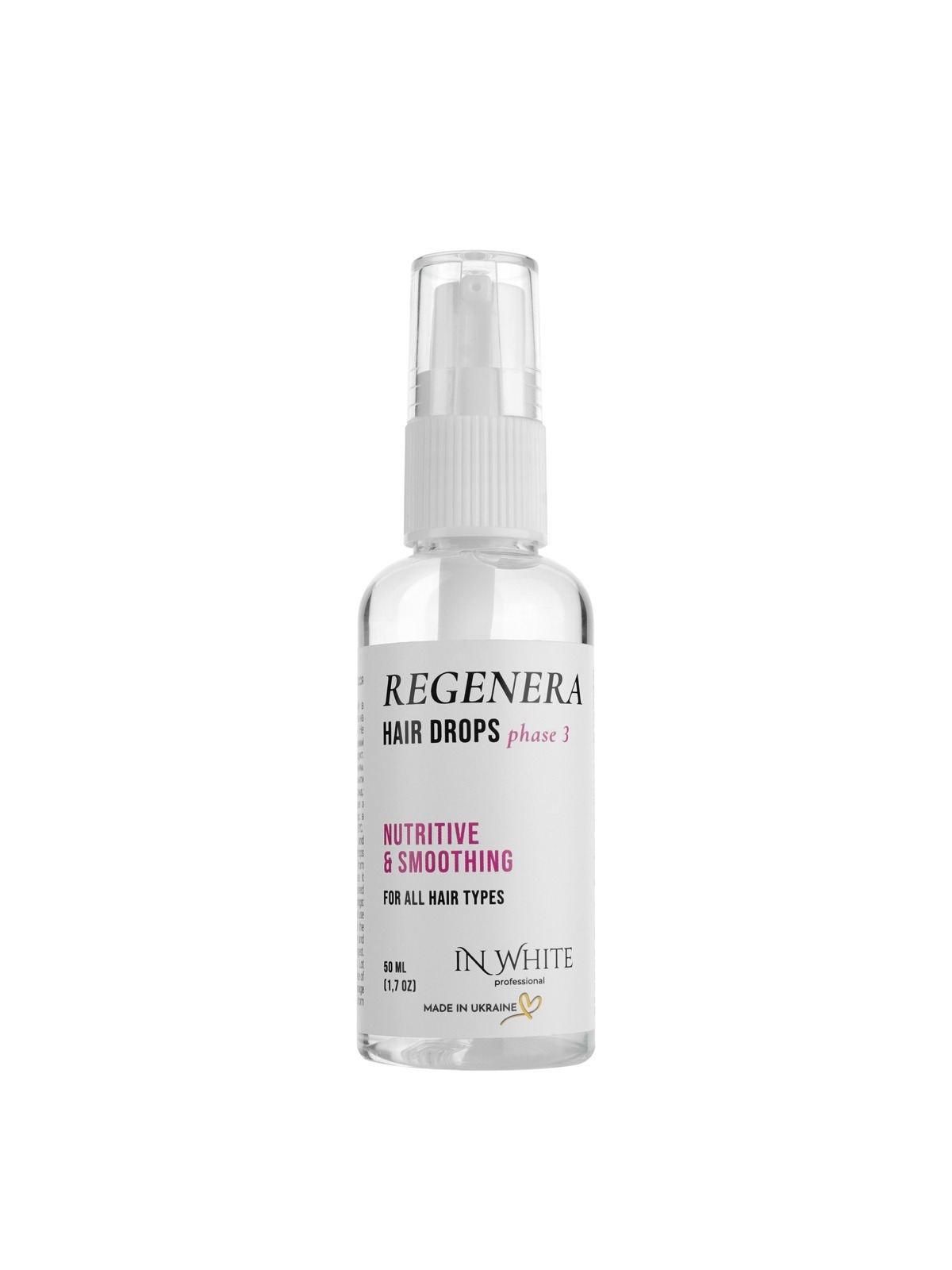 IN WHITE PROFESSIONAL REGENERA HAIR DROPS Maitinamasis aliejus su keramidais, 30–50 ml