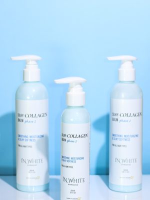 IN WHITE PROFESSIONAL SILKY-COLLAGEN BALM Glotninamasis balzamas su kolagenu, 30–150 ml