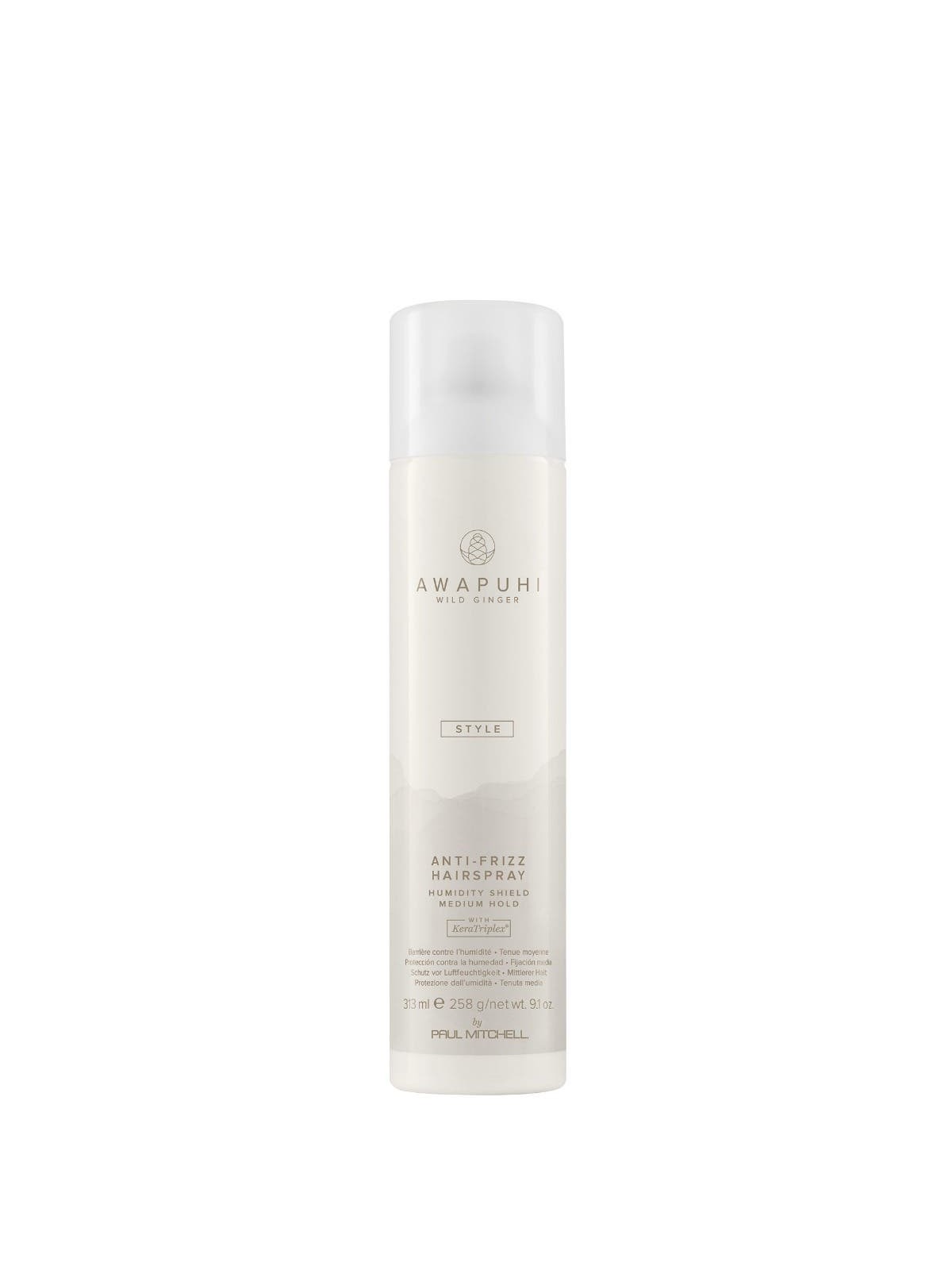 AWAPUHI WILD GINGER ANTIFRIZZ HAIRSPRAY Glotninantis vidutinės fiksacijos lakas, 307 ml
