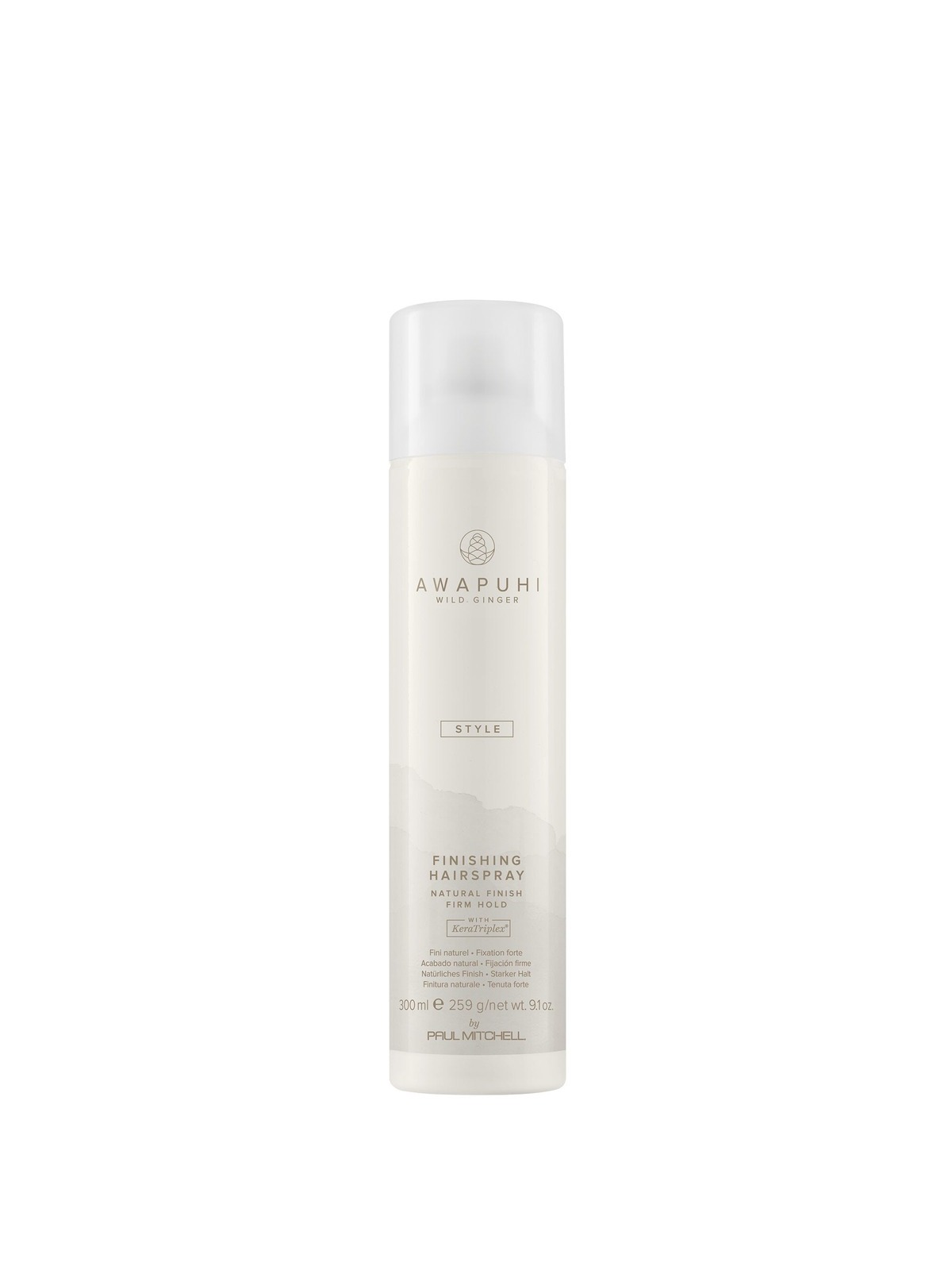 AWAPUHI WILD GINGER FINISHING SPRAY Blizgesio suteikiantis stiprios fiksacijos lakas, 300 ml